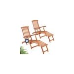 2x transat de jardin queen mary en bois bain de soleil
