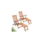 2x transat de jardin queen mary en bois bain de soleil