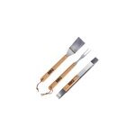 3 couverts barbecue grill acier - bois set assortiment jardin