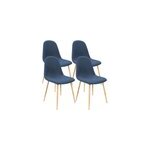4x chaise design avec rev�tement en tissu bleu fonc�