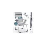 4x chaise de jardin gris chin pliable en aluminium