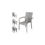 4x chaise de jardin grise empilable en polyrotin