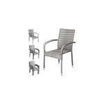 4x chaise de jardin grise empilable en polyrotin