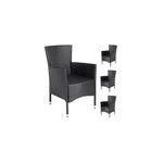 4x chaises de jardin noires nizza en polyrotin