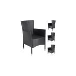 4x chaises de jardin noires nizza en polyrotin