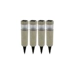 4x lampes solaires led aspect pierre �clairage chemin jardin