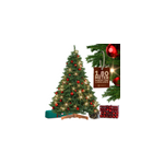 Arbre de no�l artificiel premium 180cm + boules rouges + guirlande lumineuse blanc chaud