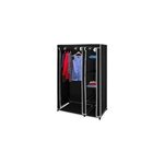 Armoire en tissu noire fermable avec tringles & �tag�res
