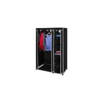 Armoire en tissu noire fermable avec tringles & �tag�res
