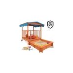 Bac � sable en bois jeu jardin - avec toit protection uv 50 - 143x130x130cm