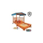 Bac � sable en bois avec toit bleu protection uv50