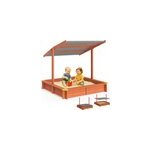 Bac � sable max 140x140cm en bois toit protection uv50 +