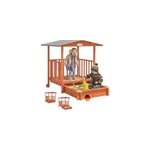 Bac � sable merle 133x127cm en bois toit protection uv50 +