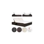Bain de soleil double lit canap� - coussins 7cm �pais - cr�me brun 193x116x38cm