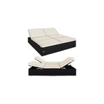 Bain de soleil double en polyrotin 195x116cm lit canap� sofa coussins 7cm �pais