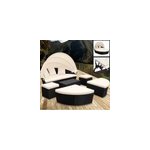 Bain de soleil oval en rotin 226 cm noir avec pare - soleil