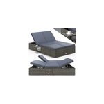 Bain de soleil en poly rotin gris / anthracite 200x115x33cm