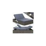 Bain de soleil en poly rotin gris / anthracite 200x115x33cm