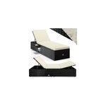 Bain de soleil en poly rotin noir / cr�me 200x58x33cm