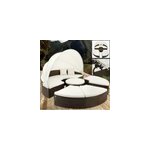 Bain de soleil rond en polyrotin - �~230cm avec pare - soleil - salon de jardin