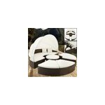 Bain de soleil rond en polyrotin - �~230cm avec pare - soleil - salon de jardin