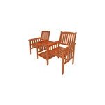 Banc de jardin 2 places bois d'acacia avec table support et accoudoirs jardin