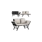Banc de jardin en polyrotin noir cr�me 176x56x81cm
