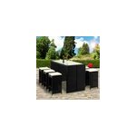 Bar de jardin 13 pi�ces en polyrotin incl coussins - noir / cr�me