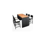 Bar de jardin 6 + 1 en polyrotin et bois d'acacia