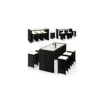 Bar de jardin noir en polyrotin 13 pi�ces avec coussins