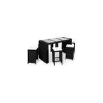 Bar de terrasse 13 �l�ments incl table tabourets coussins - noir / cr�me