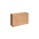 Buffet commode h�tre avec 3 portes 2 tiroirs meuble de rangement 107 x 75 x 35cm
