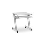 Bureau informatique � roulettes avec support clavier table d'ordinateur - blanc