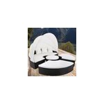 Canap� de jardin en polyrotin noir �~ 185 cm pare - soleil et coussins 7 cm housses