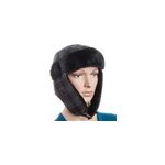 Casquette de pilote noir rouge gris � carreaux avec fourrure noire