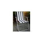 Chaise de camping pliante ray�e bleu / blanc - camping jardin p�che mer - repos