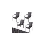 Chaise empilable en poly rotin comfort, lot de 4, marron