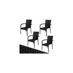 Chaise empilable en poly rotin comfort (lot de 4) noir
