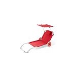 Chaise longue cr�te rouge en aluminium avec pare soleil