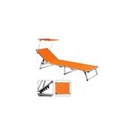 Chaise longue de jardin en aluminium avec parasol r�glable - bleu marine transat