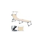 Chaise longue de jardin en aluminium avec parasol r�glable - cr�me transat relax