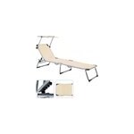 Chaise longue de jardin en aluminium avec parasol r�glable - cr�me transat relax