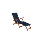 Chaise longue de jardin queen mary ; acacia fsc ; - certifié avec housse bleu Chaise longue de jardin queen mary ; acacia fsc ; - certifié avec housse bleu