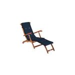 Chaise longue de jardin queen mary ; acacia fsc ; - certifi� avec housse bleu