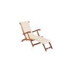 Chaise longue de jardin queen mary ; acacia certifié fsc ; avec housse crème Chaise longue de jardin queen mary ; acacia certifié fsc ; avec housse crème