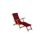 Chaise longue de jardin queen mary ; acacia fsc ; - certifié avec housse rouge Chaise longue de jardin queen mary ; acacia fsc ; - certifié avec housse rouge