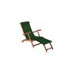 Chaise longue de jardin queen mary ; acacia fsc ; - certifi� avec housse vert