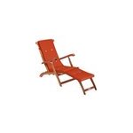 Chaise longue de jardin queen mary ; acacia fsc ; - certifi� incl housse orange