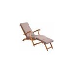 Chaise longue de jardin queen mary ; acacia certifi� fsc ; avec rev�tement cr�me chin�