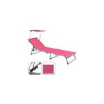 Chaise longue de jardin rose en aluminium avec parasol r�glable transat relax